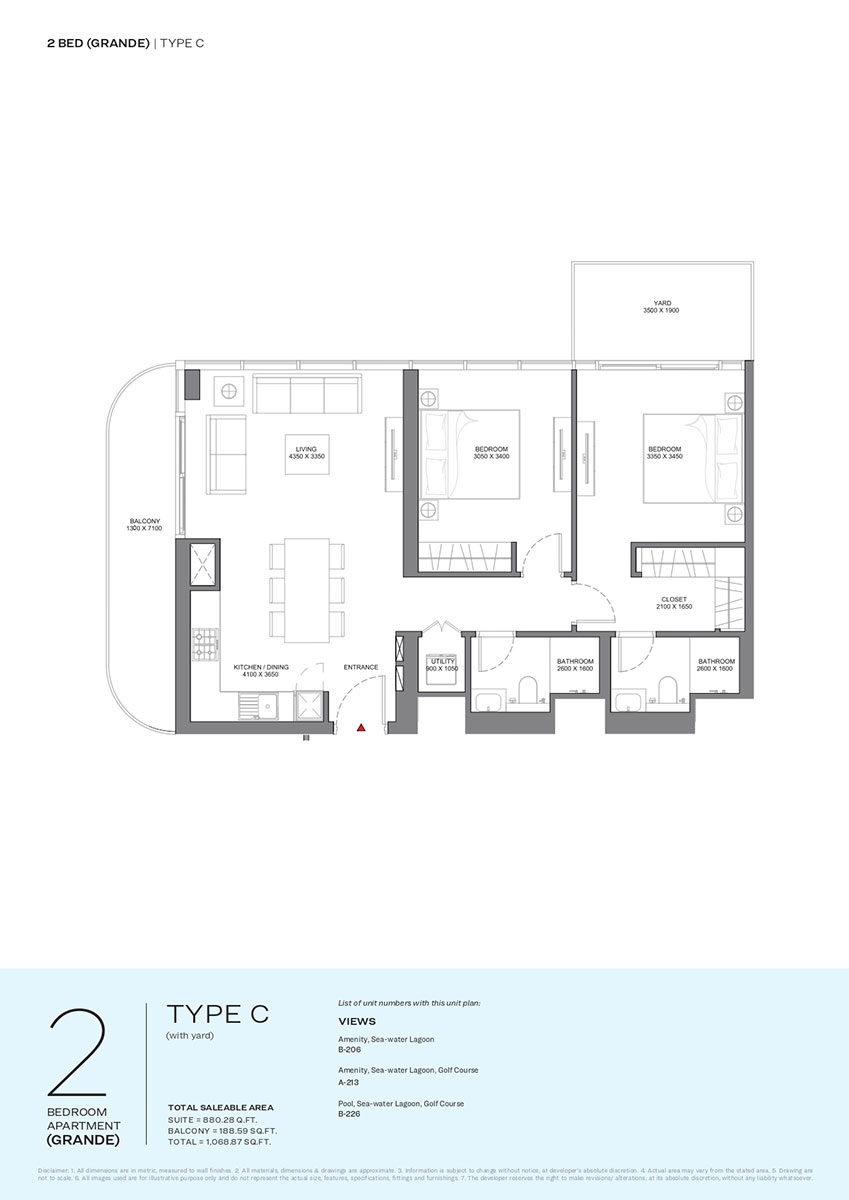2 Beds 1068 Sq. Ft. Apartment in Sobha Selene Beach Residences