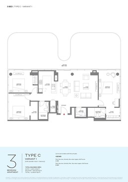 3 Beds 2159 Sq. Ft. Apartment in Sobha Selene Beach Residences
